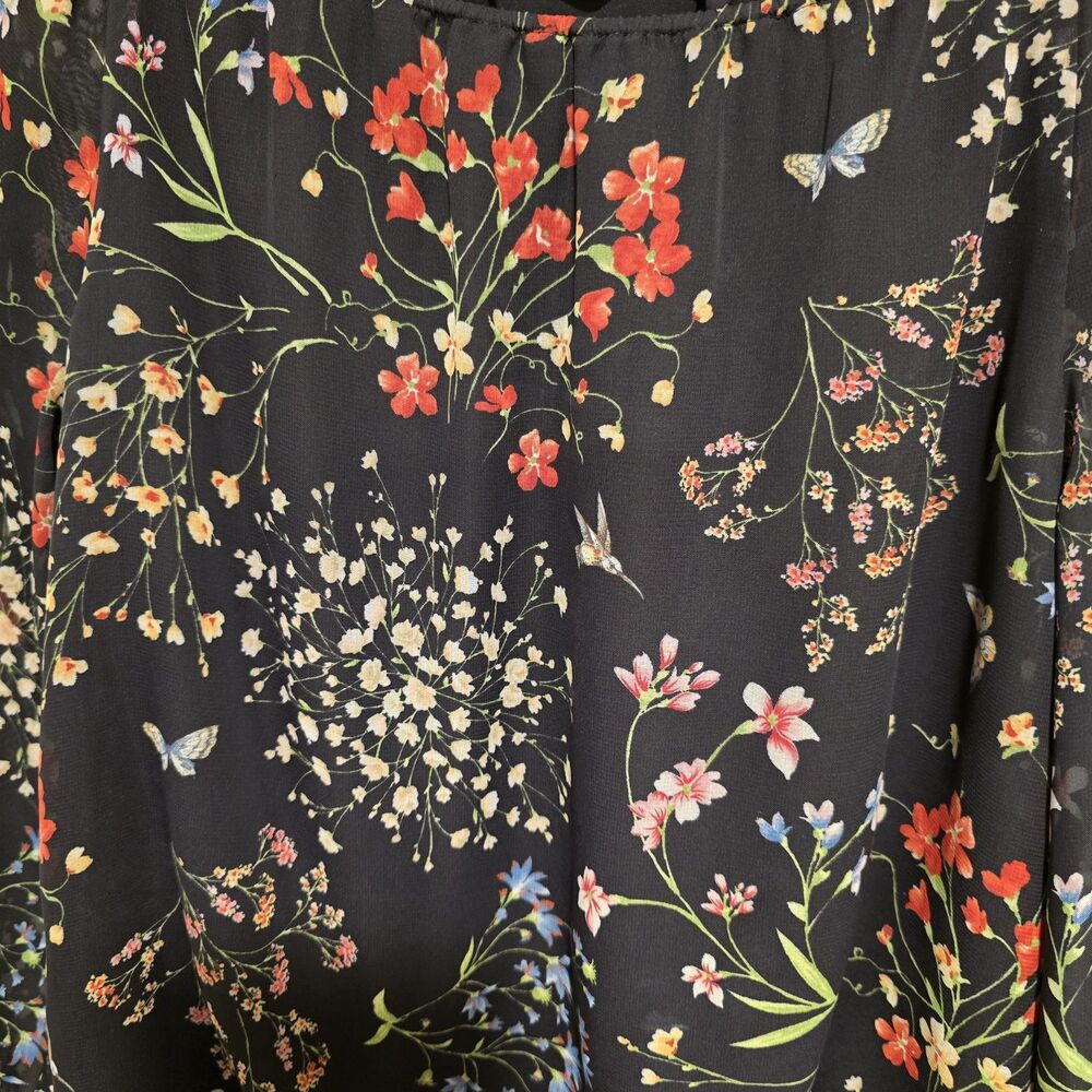 Alice + Olivia Floral Garden Top Size XS Butterfly Spring Blouse Peasant Designe - Picture 7 of 11